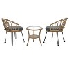 Whisen Outdoor Leisure Set, 2 Rattan Single Chairs with A Glass Round Table, Perfectly Suited for Patios, Balconies, and Courtyards - 3 of 4