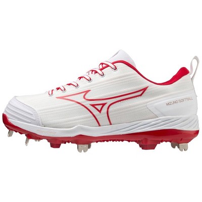 Red and white deals mizuno softball cleats