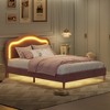 KTMBDW Upholstered Queen Bed Frame with Headboard Adjustable, Velvet Platform Bed with LED Lights, Mattress Foundation with Wooden Slats - 3 of 4