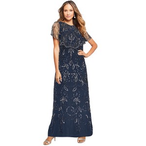 Roaman's Women's Plus Size Beaded Glam Maxi Dress - 1 of 4