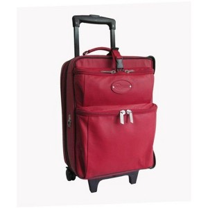Amerileather Red Novix Garment Bag on Wheels – Rolling Travel Garment Organizer with Fold-Out Design in Genuine Leather - 1 of 4