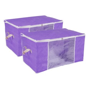 Unique Bargains Foldable Clothes Storage Bins Closet Organizers with Reinforced Handles Blankets Bedding - 1 of 4