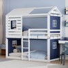 Bunk Bed with Under-Bed Storage, Wood Bunk House Bed with Tent and Windows - 3 of 4