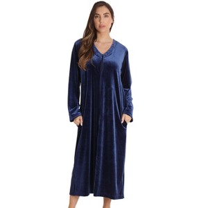 Just Love Stretch Velour Embroidered Zipper Lounger Robe for Women with Pockets - 1 of 1