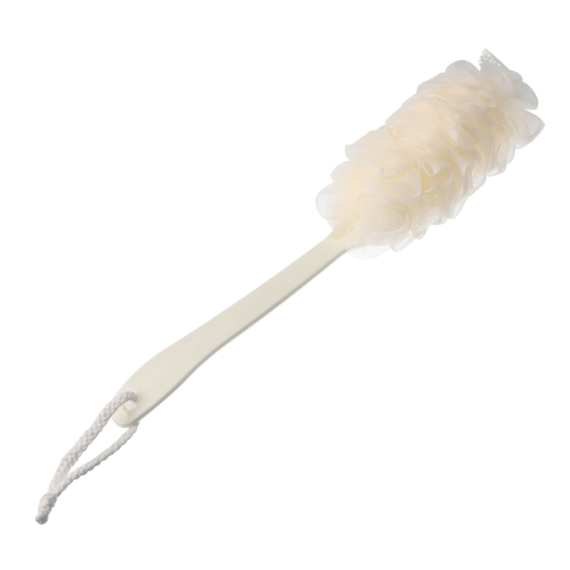 Unique Bargains Body Bath Brush Back Scrubber Loofah Shower with Long Handle for Skin Exfoliating PP Mesh Beige 1 Pcs
