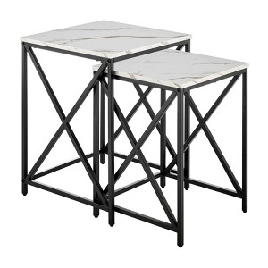 Square Marble Finish Nesting Side Table Set - Danya B. - 1 of 4