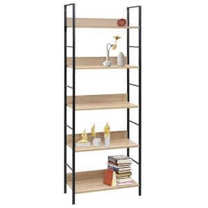 vidaXL Book Shelf Storage Bookcase Rack Organizer Furniture Engineered Wood - Oak and Black 35.6" - 1 of 4