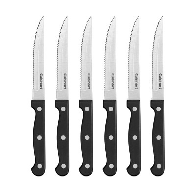 Cuisinart 6pc Stainless Steel Triple Rivet Serrated Steak Knives with Blade Guards - C77TR-6PSK