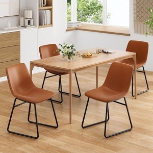 PAGED Dining Chairs Set of 2 Modern Living Room Chair with Rattan Back and Metal Frame, Boucle Accent Chair for Kitchen, Dining Room - 1 of 4