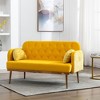 Modern Velvet Loveseat Sofa , Comfy Upholstered 2-Seater Sofa with Gold Metal Legs - 3 of 4
