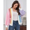 KOJOOIN Women's Color Block Open Front Long Sleeve Casual Cardigan Sweater Ribbed Knit Cropped Cardigan Sweaters - 4 of 4