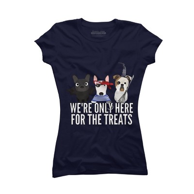 Junior's Design By Humans Dog Halloween - We're Only Here For The Treats By PedigreePrints T-Shirt