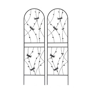 Lirago Black 2 pieces Weatherproof Multi-functional Outdoor Screen-Laser-Cut Galvanized Steel Panel 70.86"Hx19.68"Wx0.51"D - 1 of 4