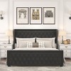 Bed With Frame And Headboard,Wide Wingback Upholstered Bed,Velvet Fabric Bed With Deep Tufted Buttons,RGB LED Light Strip-Cuddlewood - 3 of 4