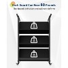 V-Shaped Metal Book Cart - 3-Tier Rolling Storage Shelf with 4 Lockable Wheels & Side Hooks for Home Library, School, Office & Study Room - 3 of 4