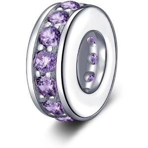 Sterling Silver Clear CZ Spacer Charm Bead for Bracelets - 1 of 4