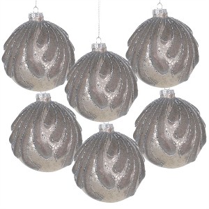 Tramull Set of 6 Glass Christmas Ball Ornaments, 3.9" Glitter Hanging Decor for Holiday Tree & Party Decorations - 1 of 4