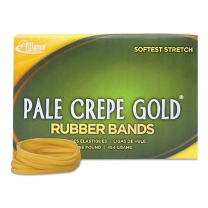 Alliance Pale Crepe Gold Rubber Bands Sz. 117B 7 x 1/8 1lb Box 21405 - 1 of 4