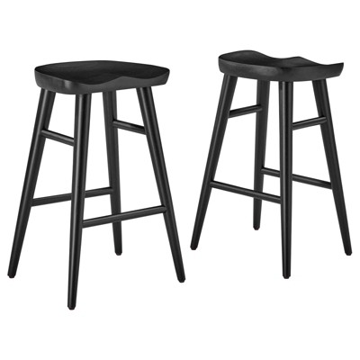 Modway Saville Backless Wood Counter Stools - Set of 2