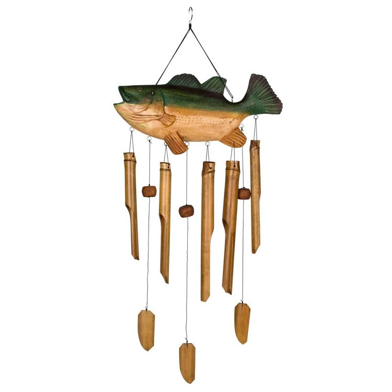 Woodstock Windchimes Animal Chimes Bass Fish, Wind Chimes For Outside, Wind Chimes For Garden, Patio, and Outdoor Décor, 35"L, 1 of 8