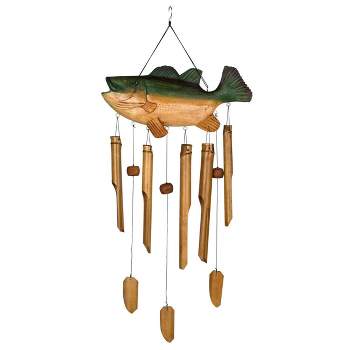 Woodstock Windchimes Animal Chimes Bass Fish, Wind Chimes For Outside, Wind Chimes For Garden, Patio, and Outdoor Décor, 35"L