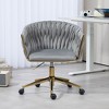 LOVMOR 24.8"Modern design the backrest is hand-woven Office chair,Vanity chairs with wheels,Height adjustable,Gray - 2 of 4