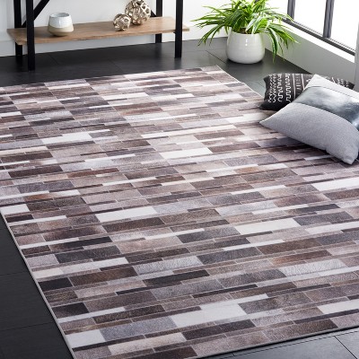 Gray Faux Fur Rectangular Washable Area Rug