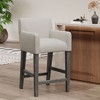 Lyngins Contemporary 26" H Counter Height Bar Stool with Rounded Armrests, Upholstered Counter Stools with Solid Rubberwood H-Frame Base - 2 of 4
