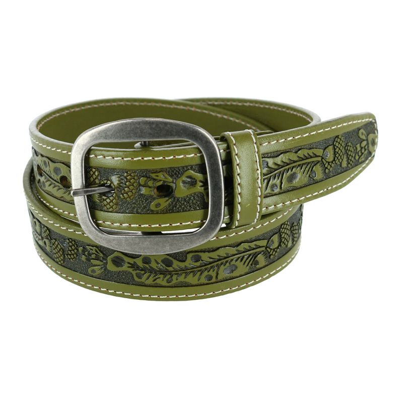 CTM Leather Western Embossed Belt with Removable Buckle, 1 of 4