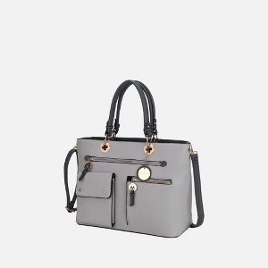 MKF Collection Julia Vegan Leather Color-block Women’s Satchel Bag by Mia k - 1 of 4