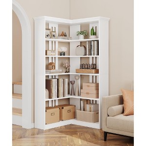 Corner Bookshelf 72.8" Tall, 5-Tier L-Shape Bookcase, Large Storage Shelf for Living Room & Bedroom - 1 of 4