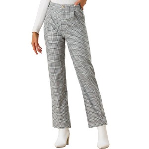 INSPIRE CHIC Women's Plaid Elastic Waist Casual Work Office Long Pants - 1 of 4
