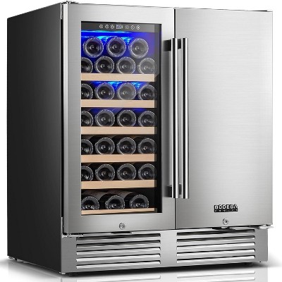 30-inch Fridge,31 Bottles & 100 Cans,Dual zone independent control cooler,Beverage Refrigerators with Adjustable shelves,Quiet Compressor,LCD Screen