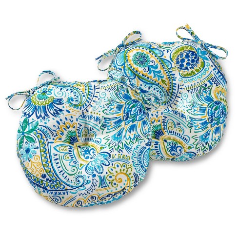 Set Of Two 15 Baltic Paisley Outdoor, Outdoor Bistro Chair Cushions Round