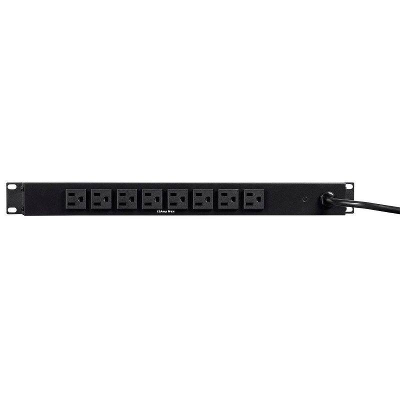 Monoprice 14 Outlet Metal 1U Rackmount Power Distribution Unit - 6 Feet Cord - Black | with Ampere Meter, 8 Rear 6 Front NEMA 5-15R Outlets, 15A, 4 of 7