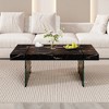 FURNIinspire Coffee Tables Wood Colored Texture Sticker MDF Coffee Table With Tempered Glass Legs, Suitable For Living Room, Black, 43"*24"*17" - 2 of 4