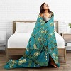 Luxurious Blue Branch Flannel Throw Blanket, Soft, Warm Polyester with Vibrant Floral Design, Cozy Living Room Decor, Christmas Gift. - 3 of 4