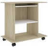 vidaXL Computer Desk White and Sonoma Oak 31.5 in.x19.7 in.x29.5 in. Engineered Wood - 2 of 4