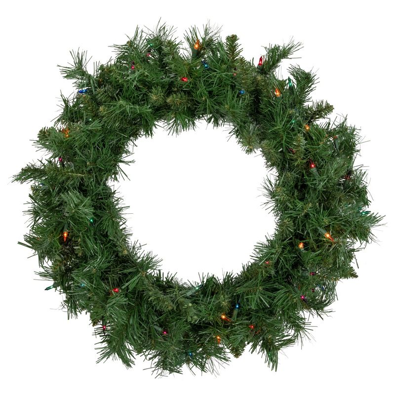 Northlight Pre-lit Chatham Pine Artificial Christmas Wreath, 24-Inch, Multi-Color Lights, 1 of 5