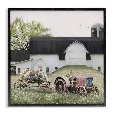 Floral Tractor in Farmhouse Field Framed Wall Art Print, Made in USA ...