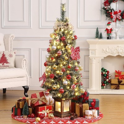 4.5 FT  Premium Snow Flocked Artificial Christmas Tree, Mini Xmas Pine Tree for Christmas Decoration,Yard,Home,Office