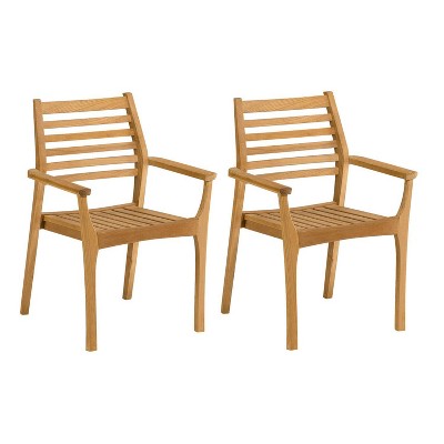 2pk 34" Mera Stacking Armchair Natural - Oxford Garden