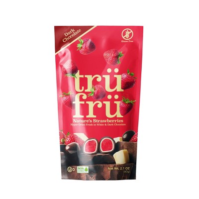 Tru Fru Hyper-Dried Strawberries Covered in Dark Chocolate Candy - 2.1oz