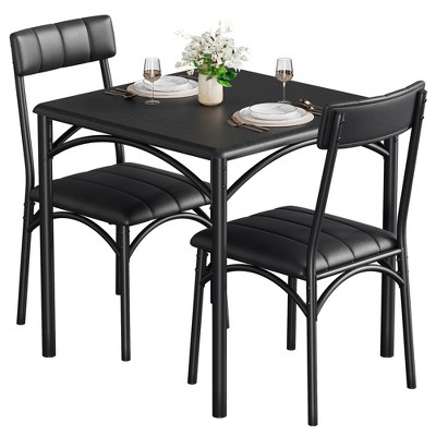 CuisinSmart Dining Table Set, 3-Piece Kitchen Table and Upholstered Chairs, Modern Dinette Set with Metal Frame for Small Space