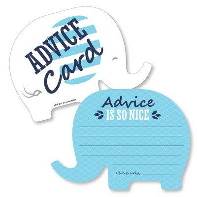 Big Dot of Happiness Blue Elephant - Wish Card Boy Baby Shower Activities - Shaped Advice Cards Game - Set of 20