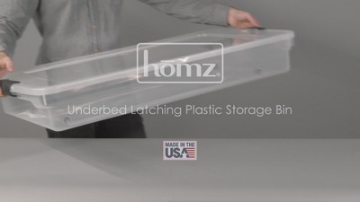 HOMZ 60-Quart Latching Holiday Underbed Storage Container Box, Clear (2  Pack)