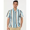 Lars Amadeus Men's Summer Striped Shirts Short Sleeves Button Down Beach Color Block Shirt - 2 of 4