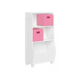 23" Kids' Bookcase with Toy Organizer and 2 Bins Pink - RiverRidge Home