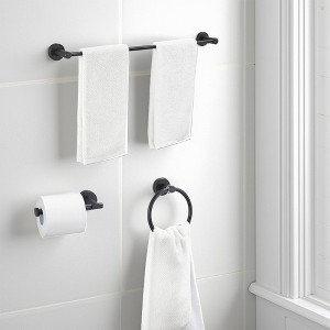 Black 3-Piece Versatile Aluminum Towel Bar Set for Bathrooms - 16 to 27 Inches Adjustable - 1 of 4