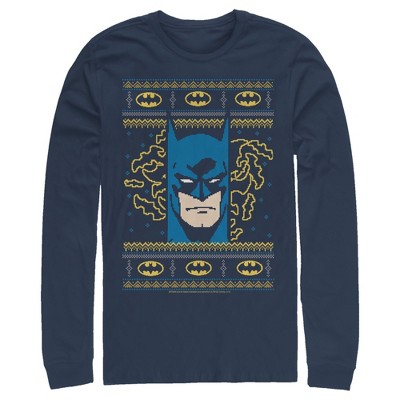 Men's Batman Ugly Christmas Masked Hero Long Sleeve Shirt